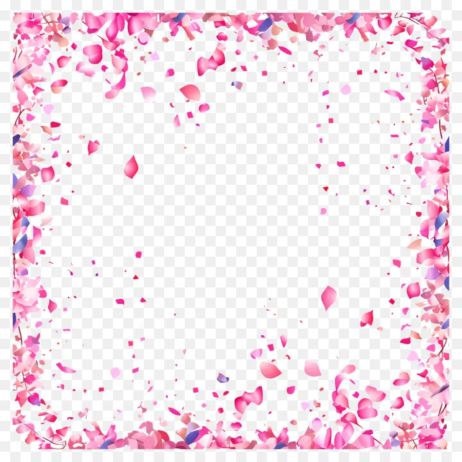 конфетти кадр，Розовые цветы PNG