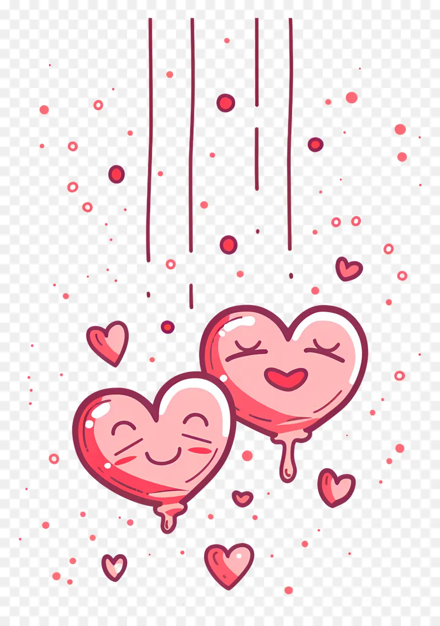 Сердца，розовые воздушные шары PNG