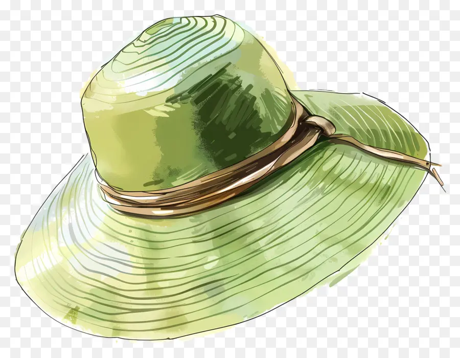 Солнце шляпа，зеленая соломенная шляпа PNG