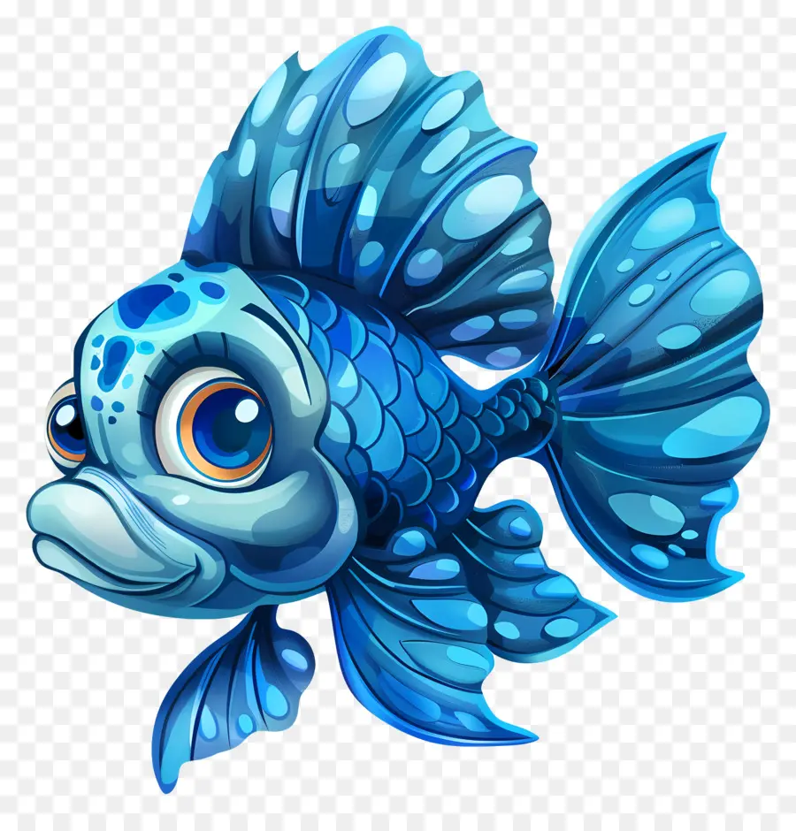 Голубая мультипликационная рыба，синяя рыба PNG