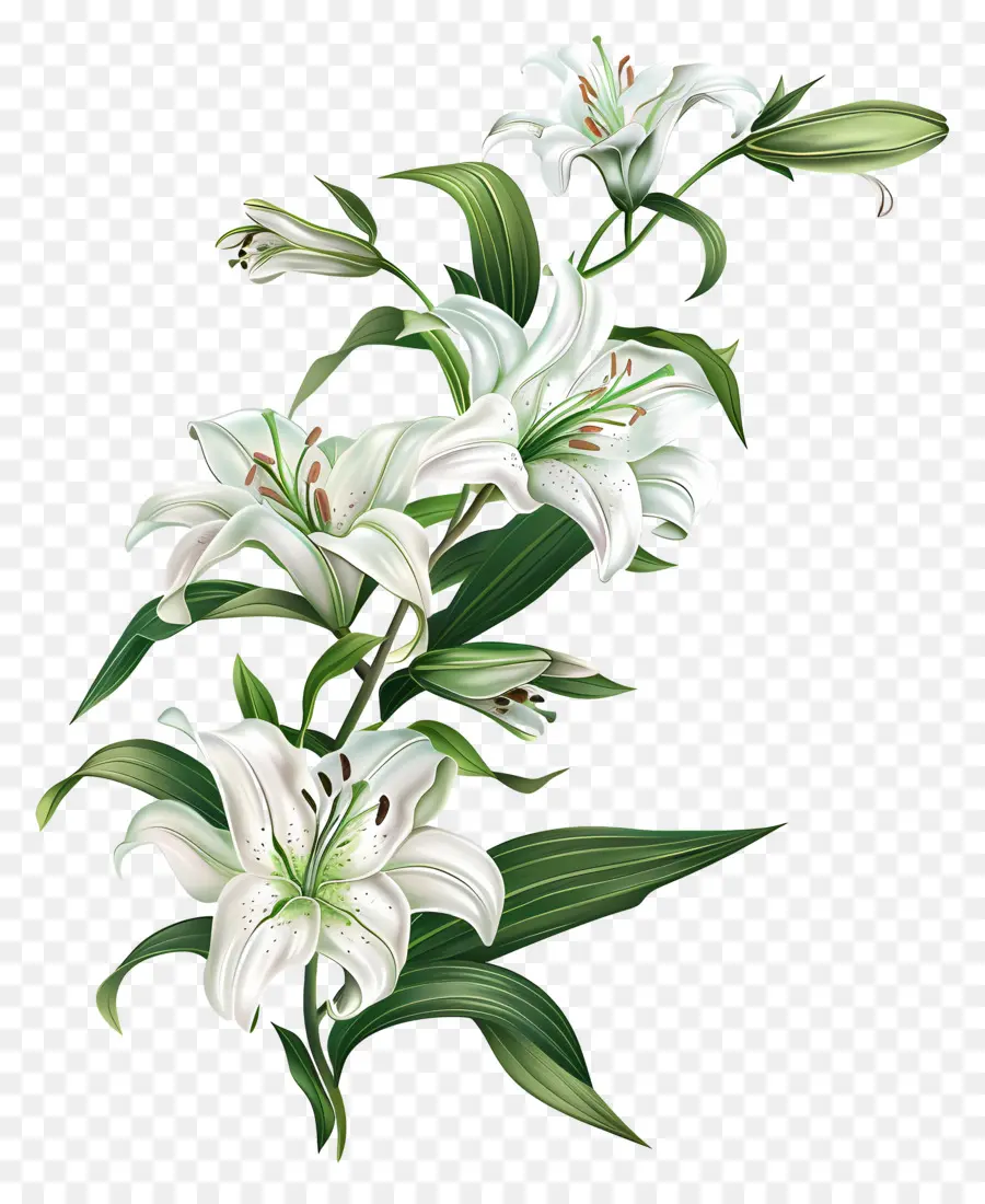 Лили，белые лилии PNG