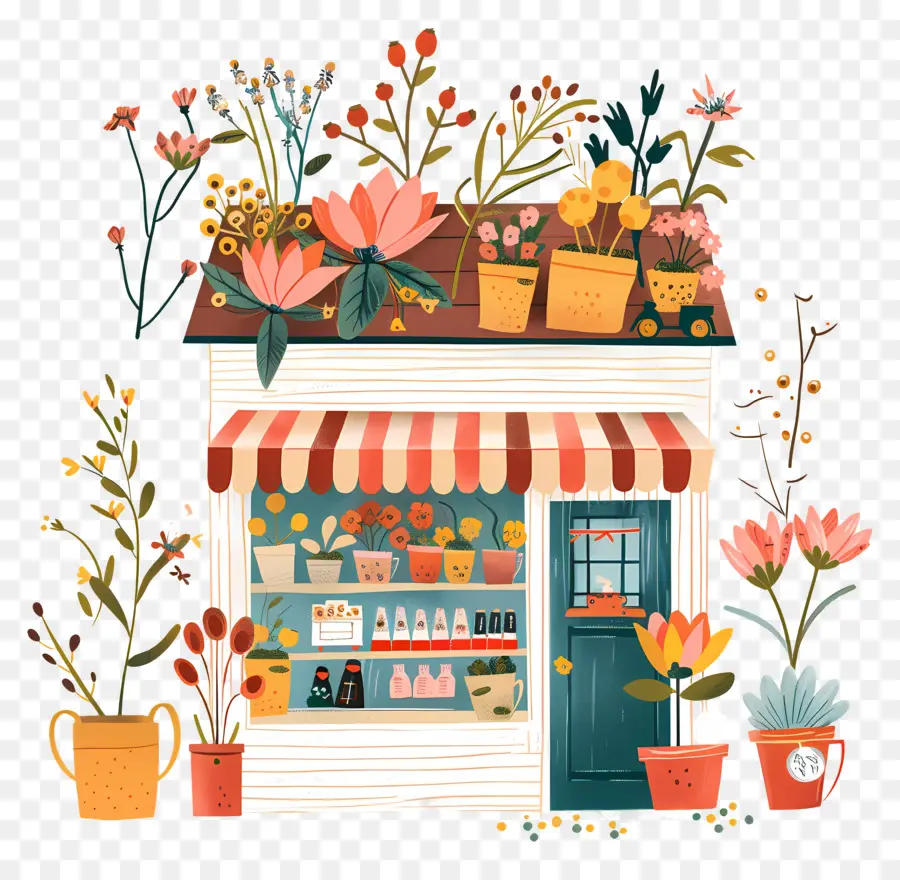 Весенний магазин цветов，Цветочный магазин PNG