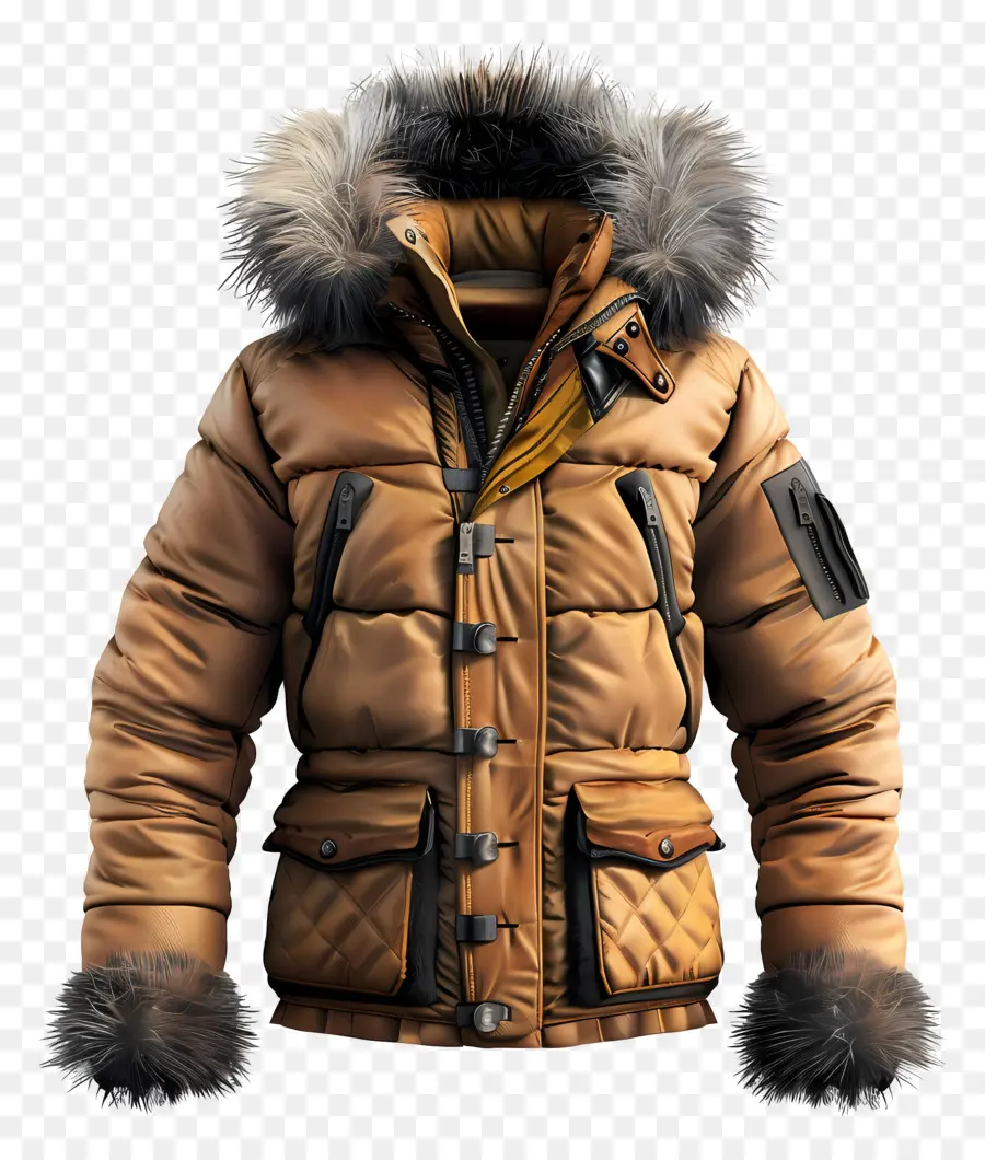 зимняя куртка，коричневая парка PNG