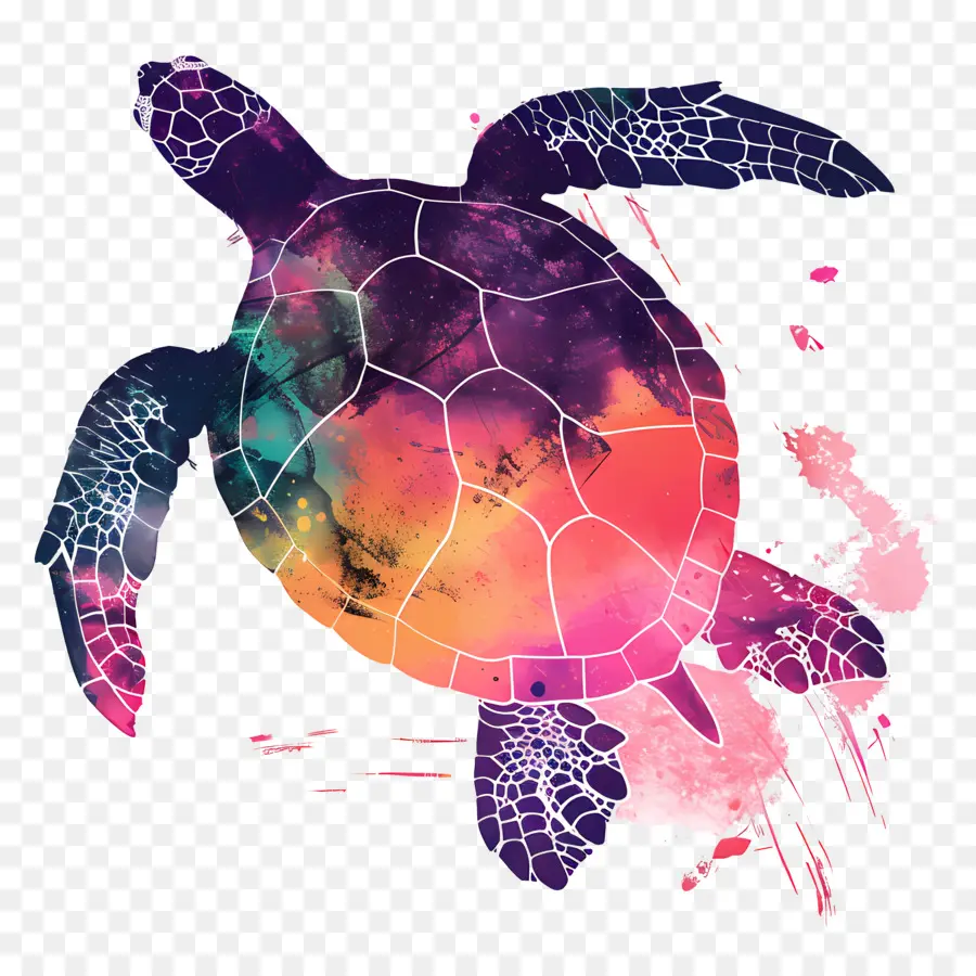 силуэт черепахи，акварельная живопись PNG