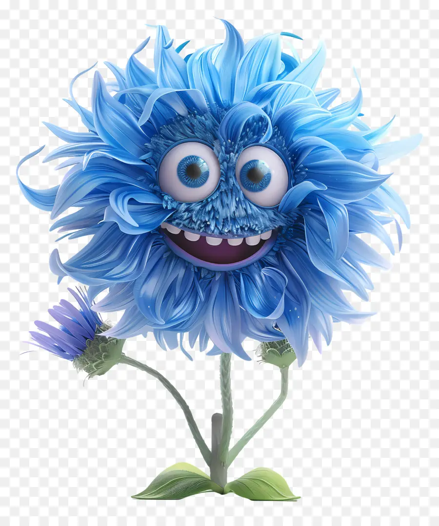 3d Cartoon Flowers，Голубой цветок PNG