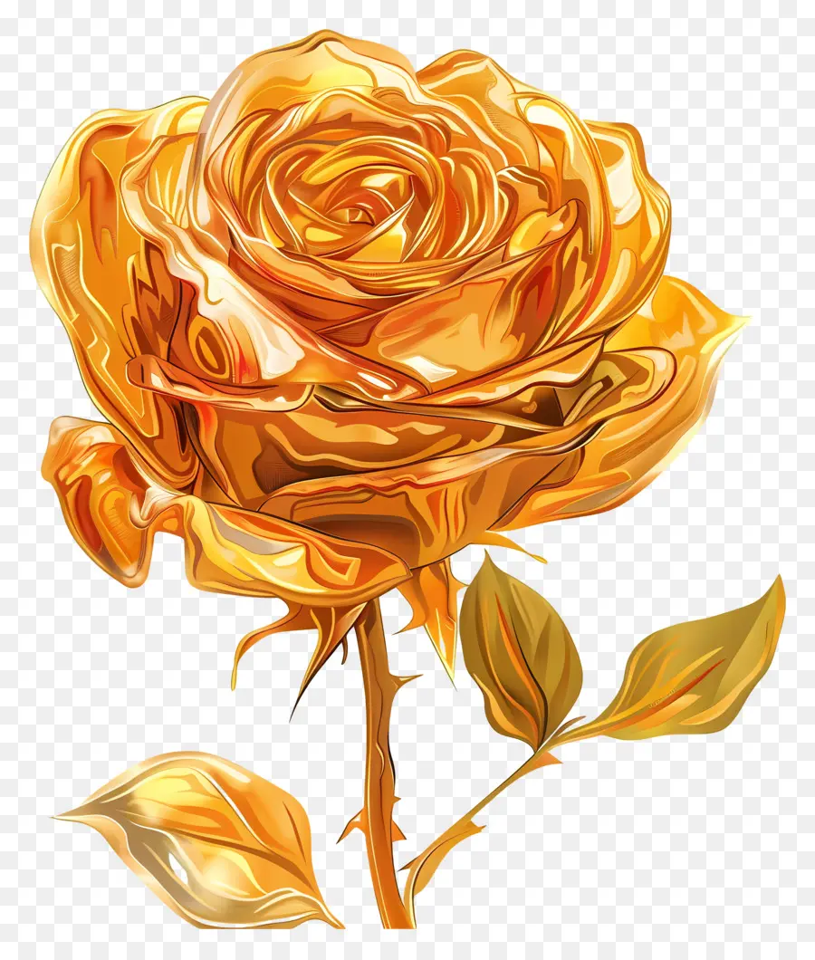 Золотая Роза，лепестки цветка PNG