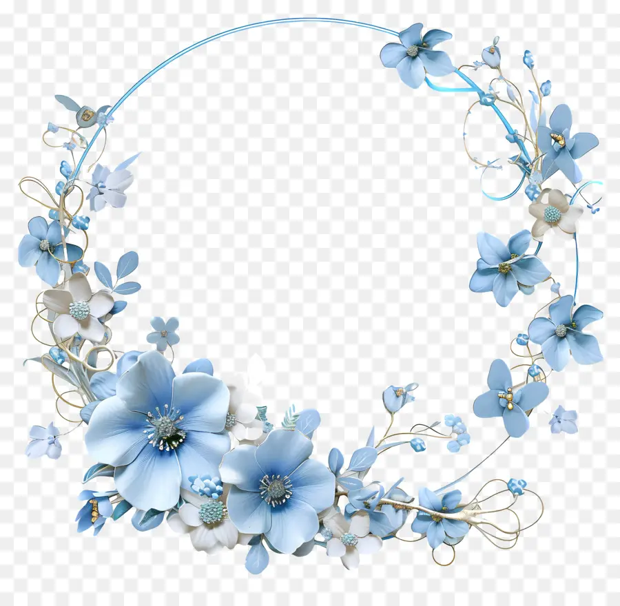 цветочные кадр，синие цветы PNG