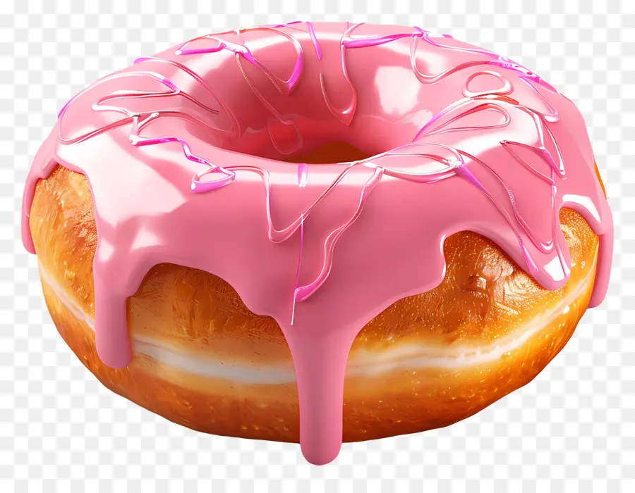 Donut，Розовый глазурный пончик PNG