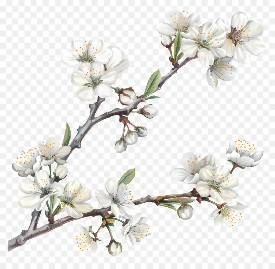 цветущая ветвь вишневого дерева，Вишни PNG