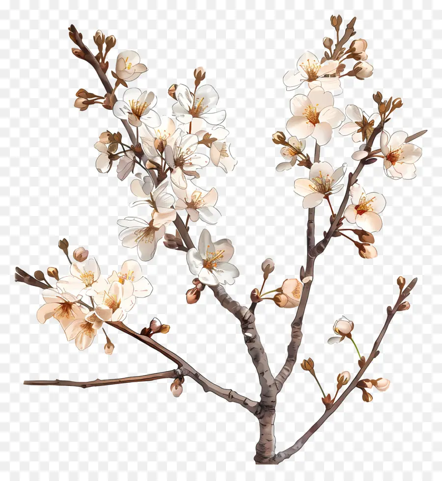 цветущая ветвь вишневого дерева，сливовое дерево PNG