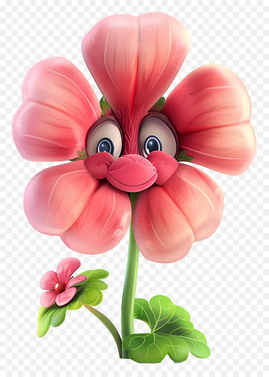 3d Cartoon Flowers，розовый цветок PNG