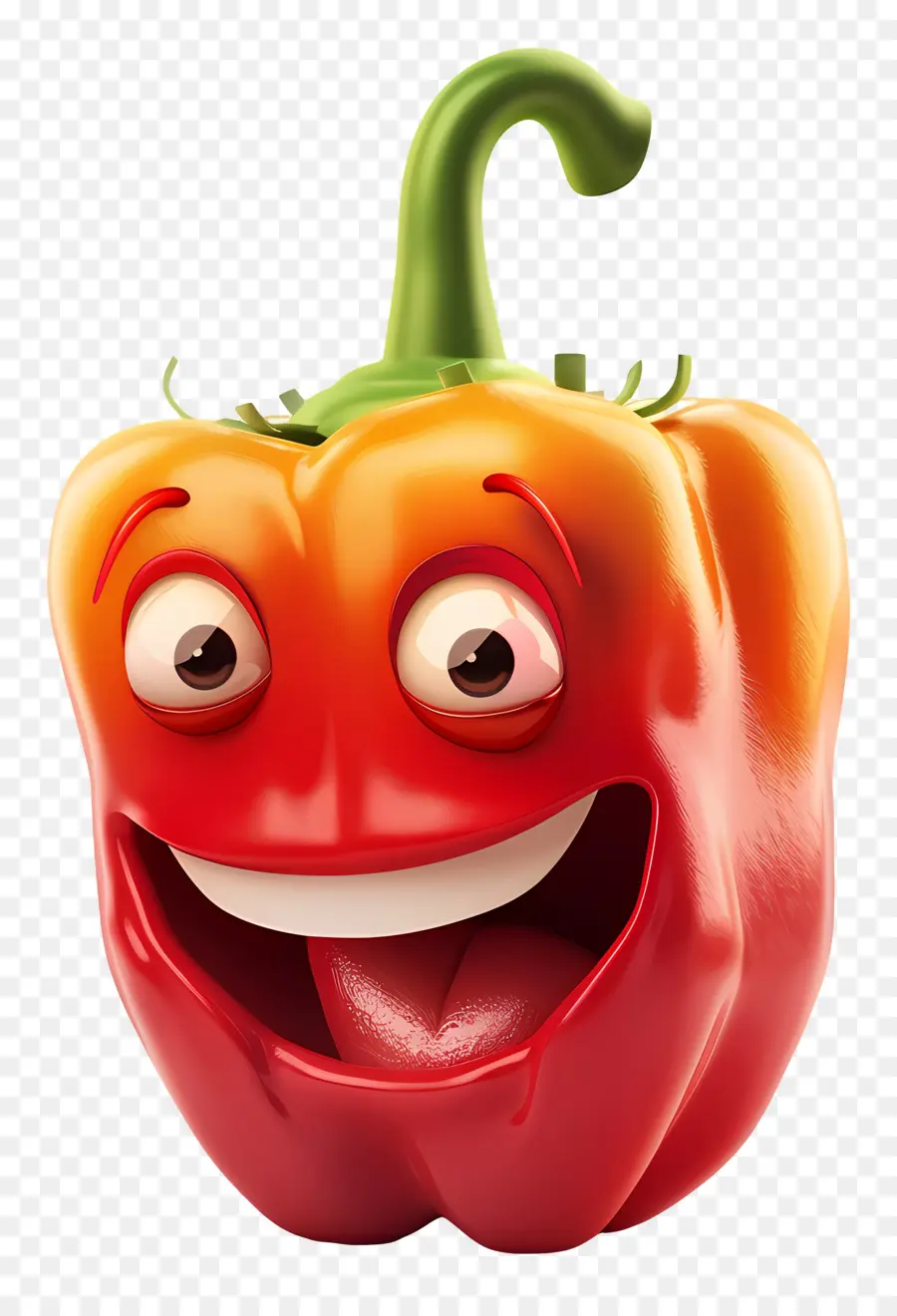 3d мультипликационный овощ，Red Bell Pepper PNG