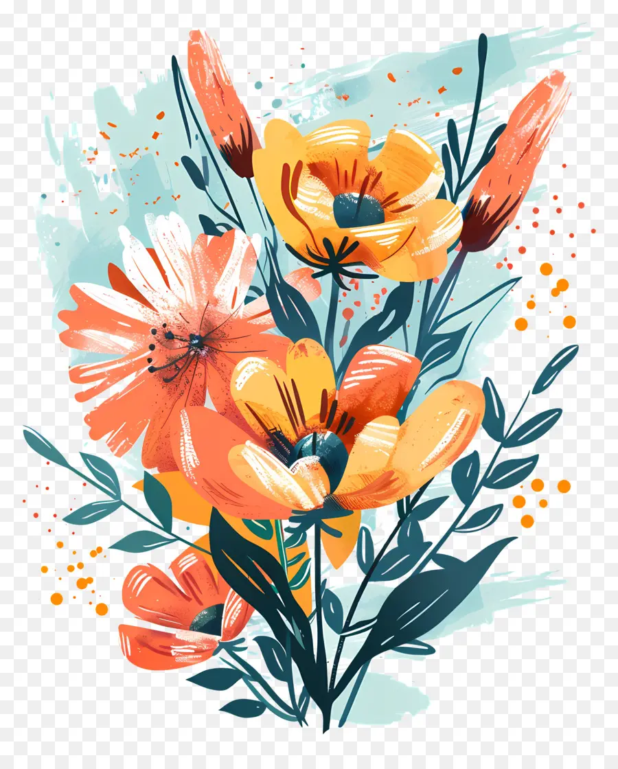 Mothers Day，оранжевые цветы PNG