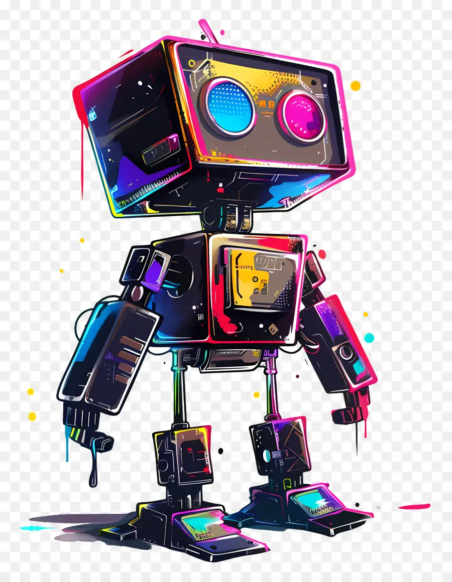 робот，красочный робот PNG