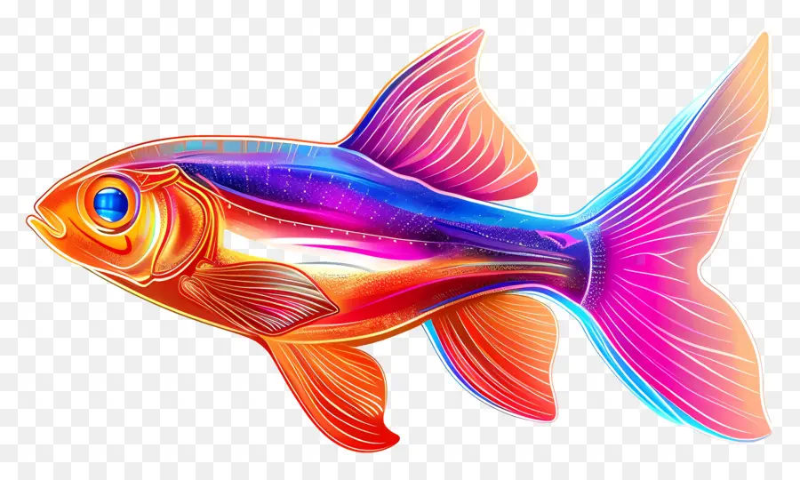 Glofish，красочная рыба PNG