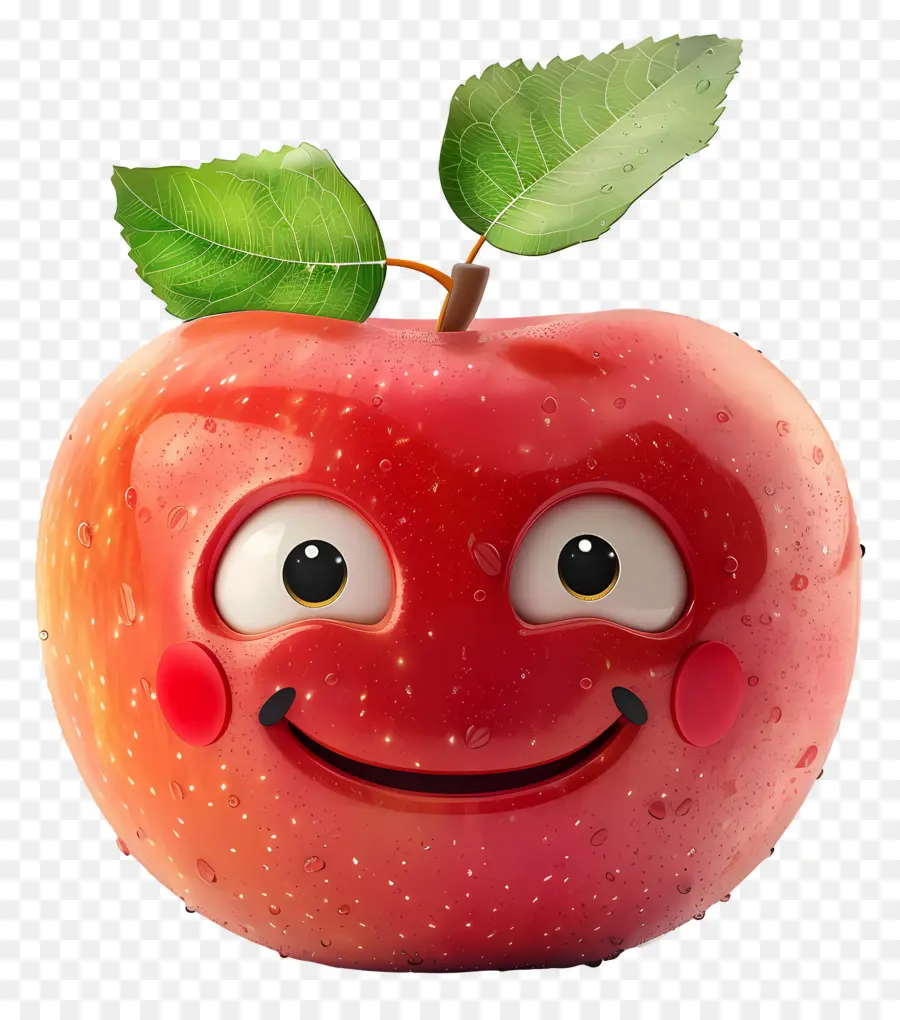 3d мультипликационный фрукт，яблоко PNG