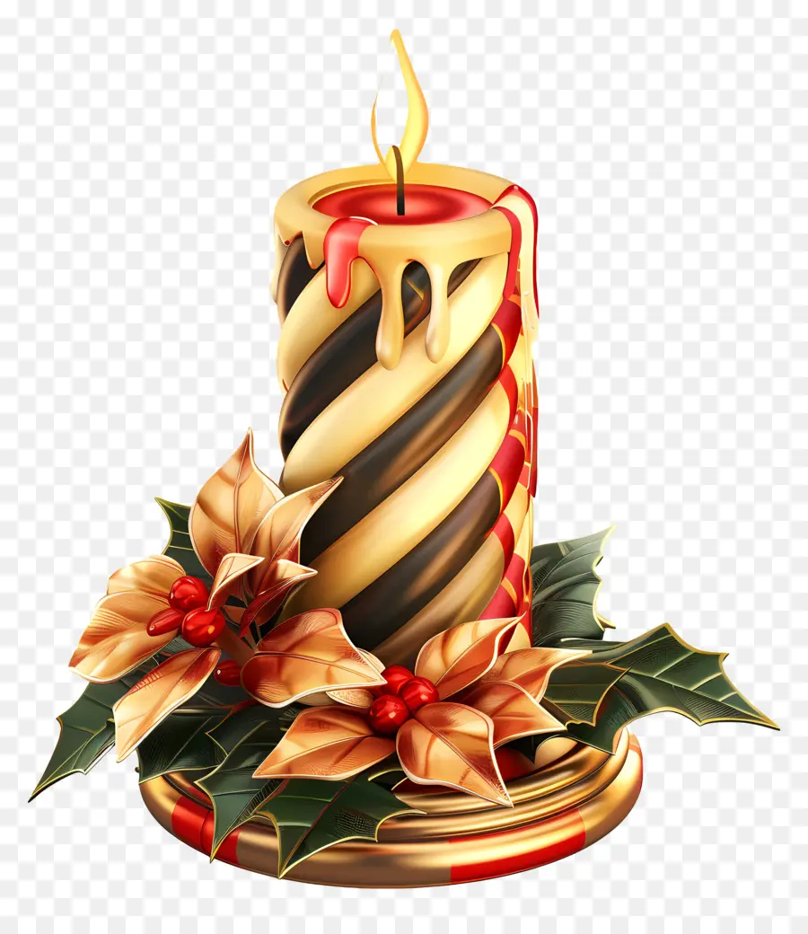рождественские свечи，Красные и белые украшения PNG