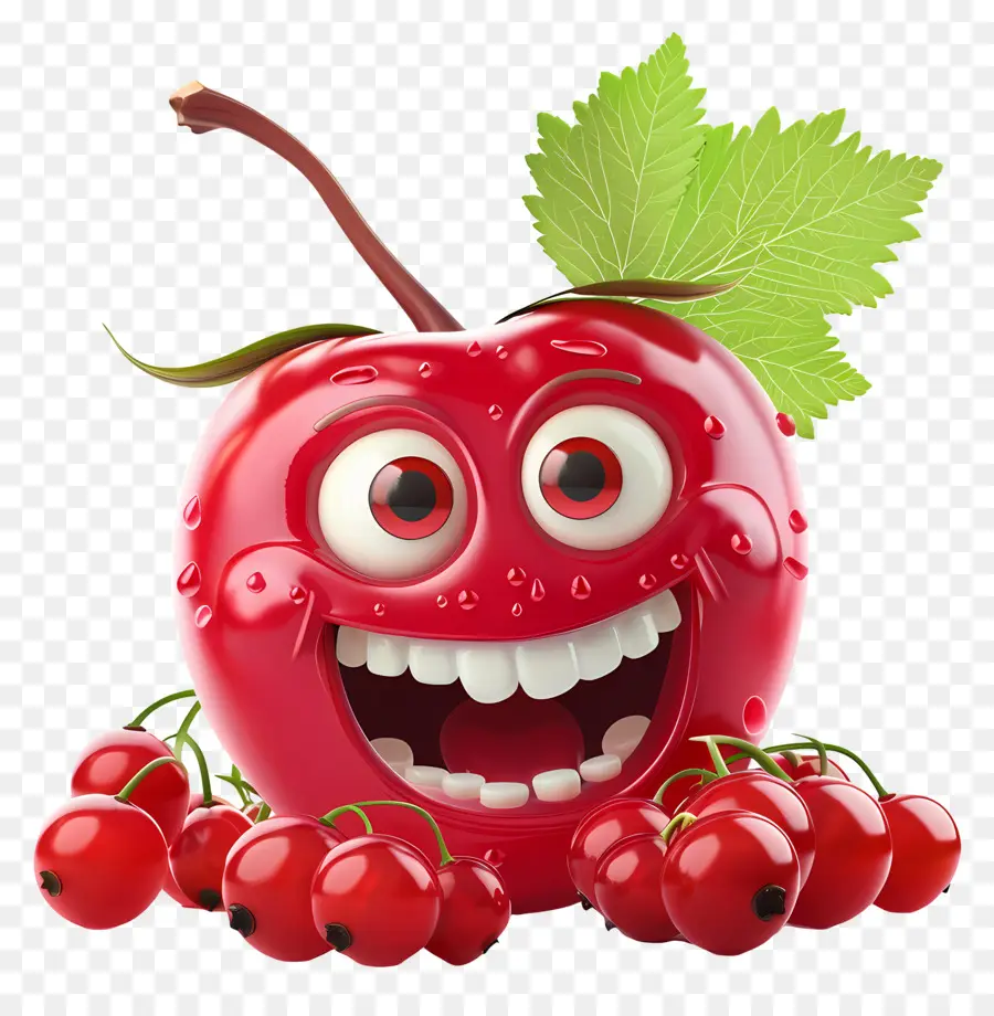 3d мультипликационный фрукт，Смех яблоко PNG