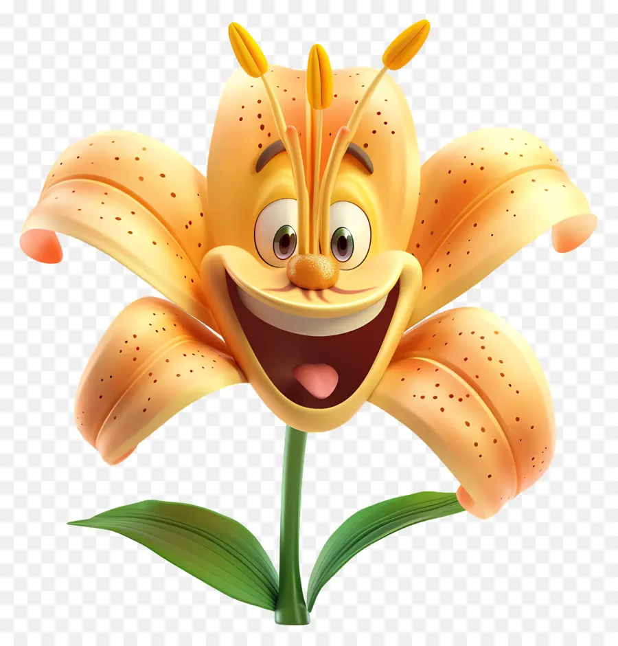 3d Cartoon Flowers，Оранжевая Лилия PNG