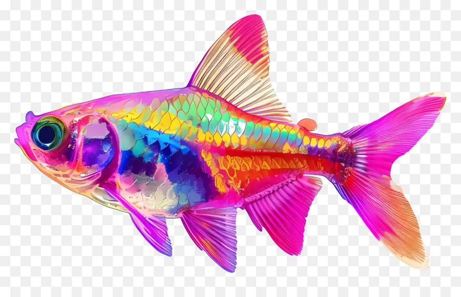 Glofish，радужная золотая рыбка PNG