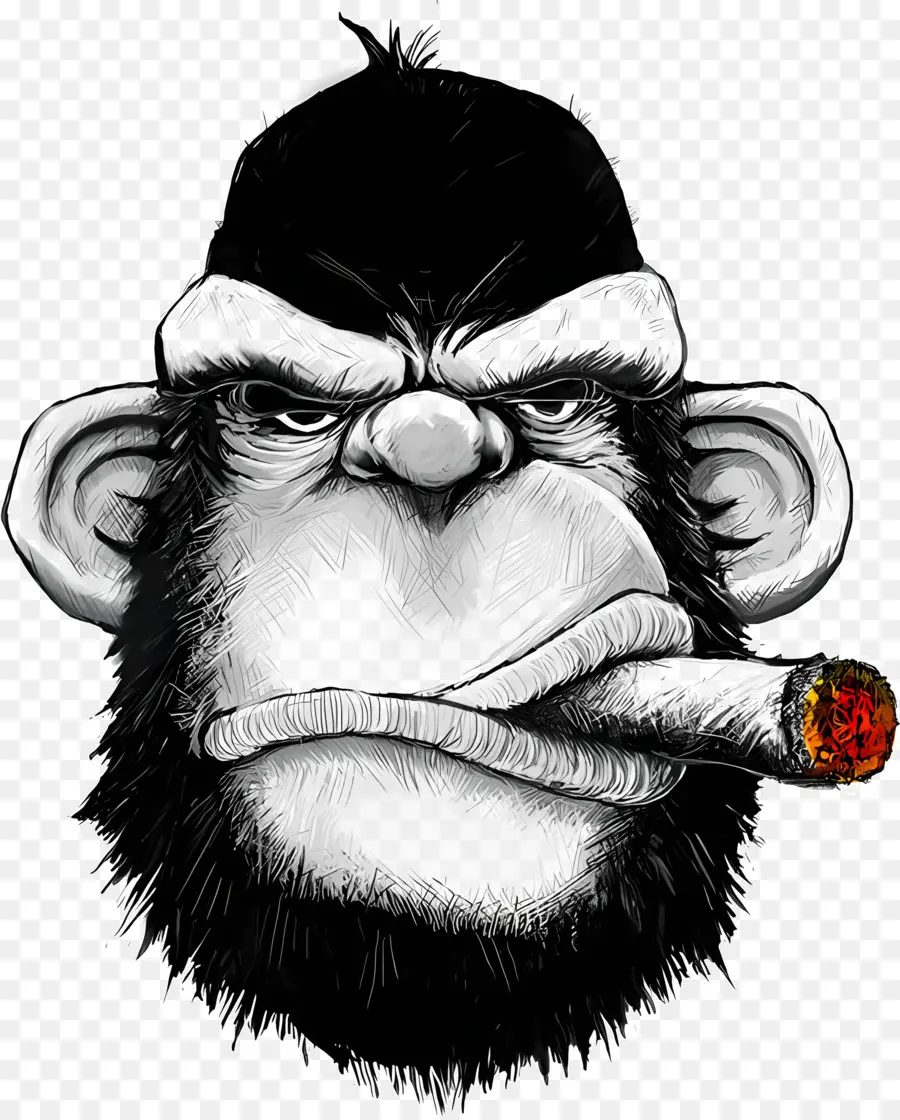 животное с сигаретой，Серьезная обезьяна PNG