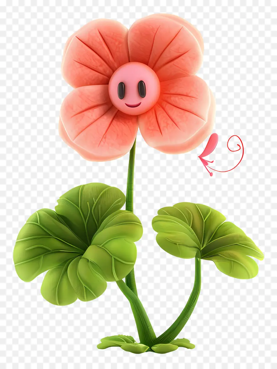 3d Cartoon Flowers，Смайлик цветок PNG