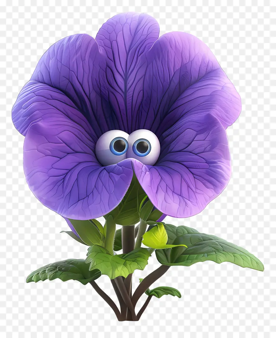 3d Cartoon Flowers，фиолетовый цветок PNG