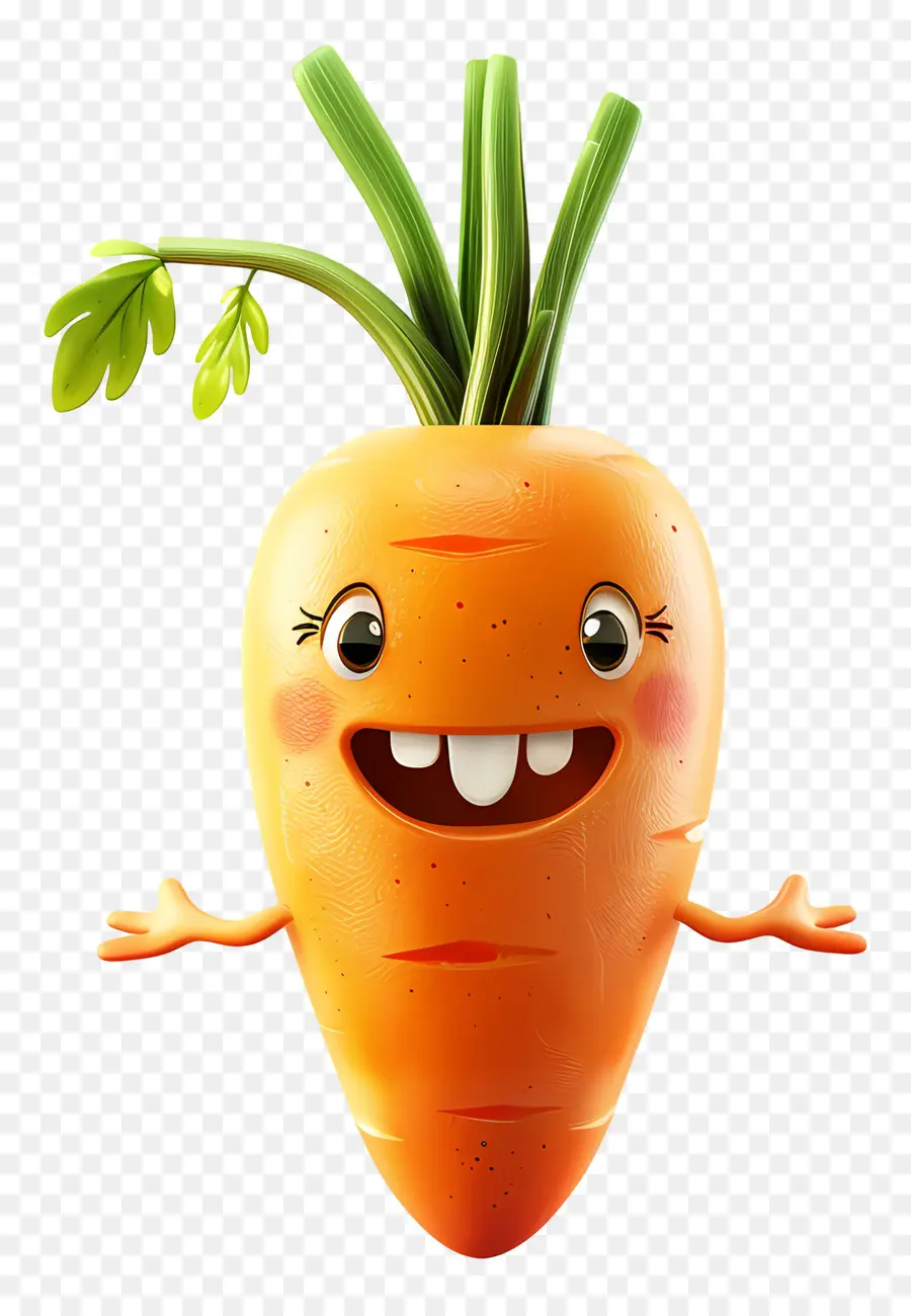 3d мультипликационный овощ，мультипликационная морковь PNG
