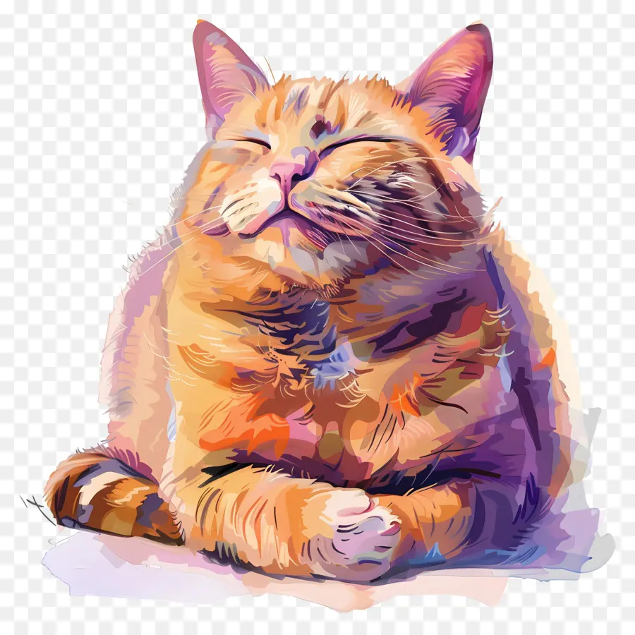 счастливый кот，Пушистая оранжевая кошка PNG