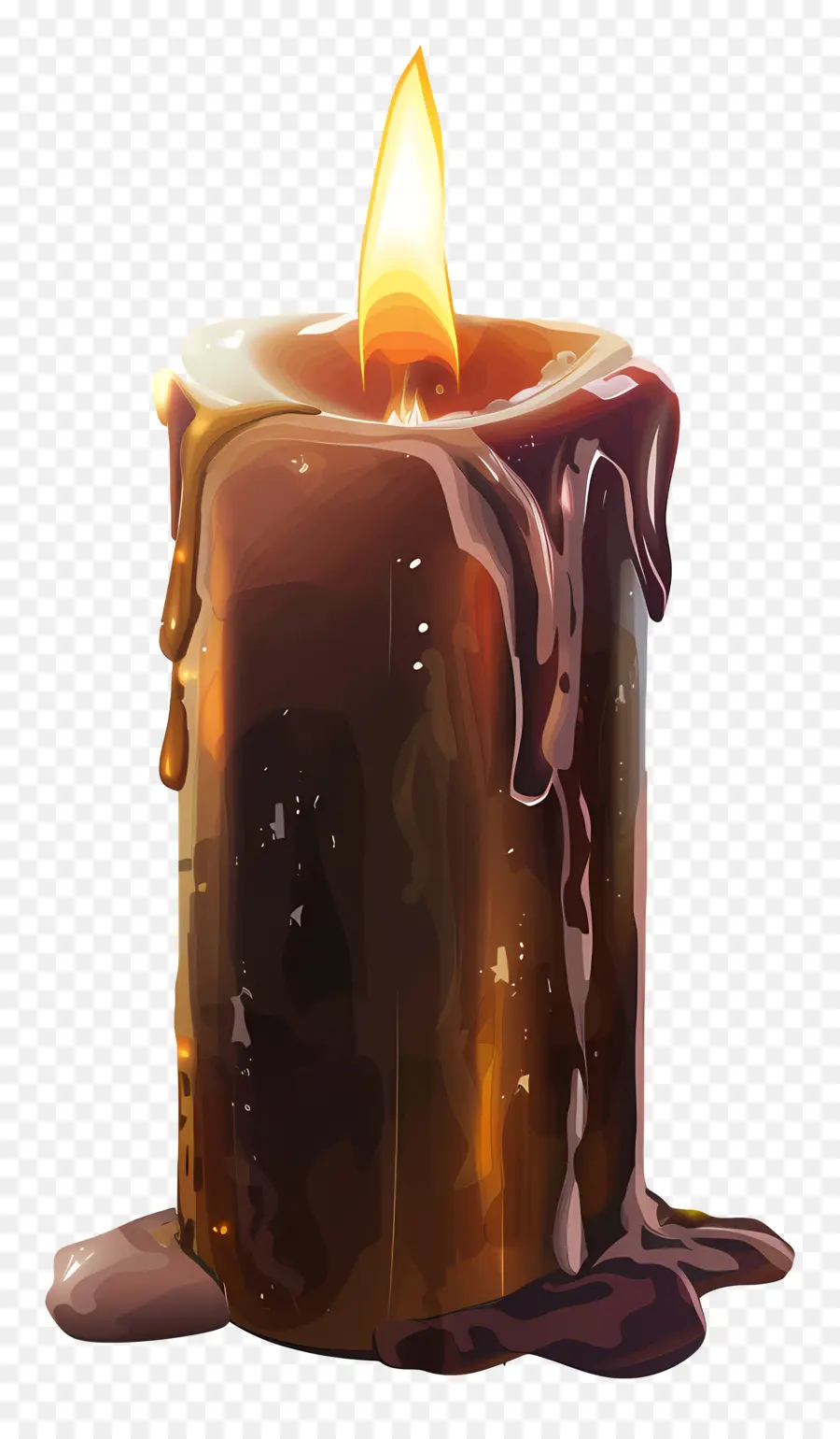 коричневая свеча，зажженная свеча PNG