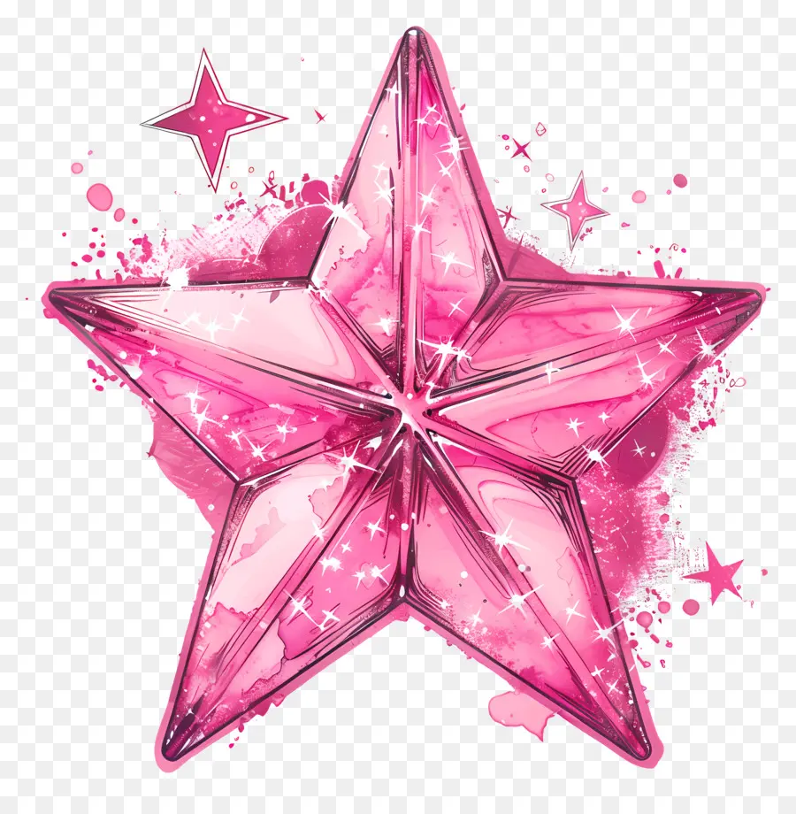 Розовая сияющая звезда，розовая звезда PNG