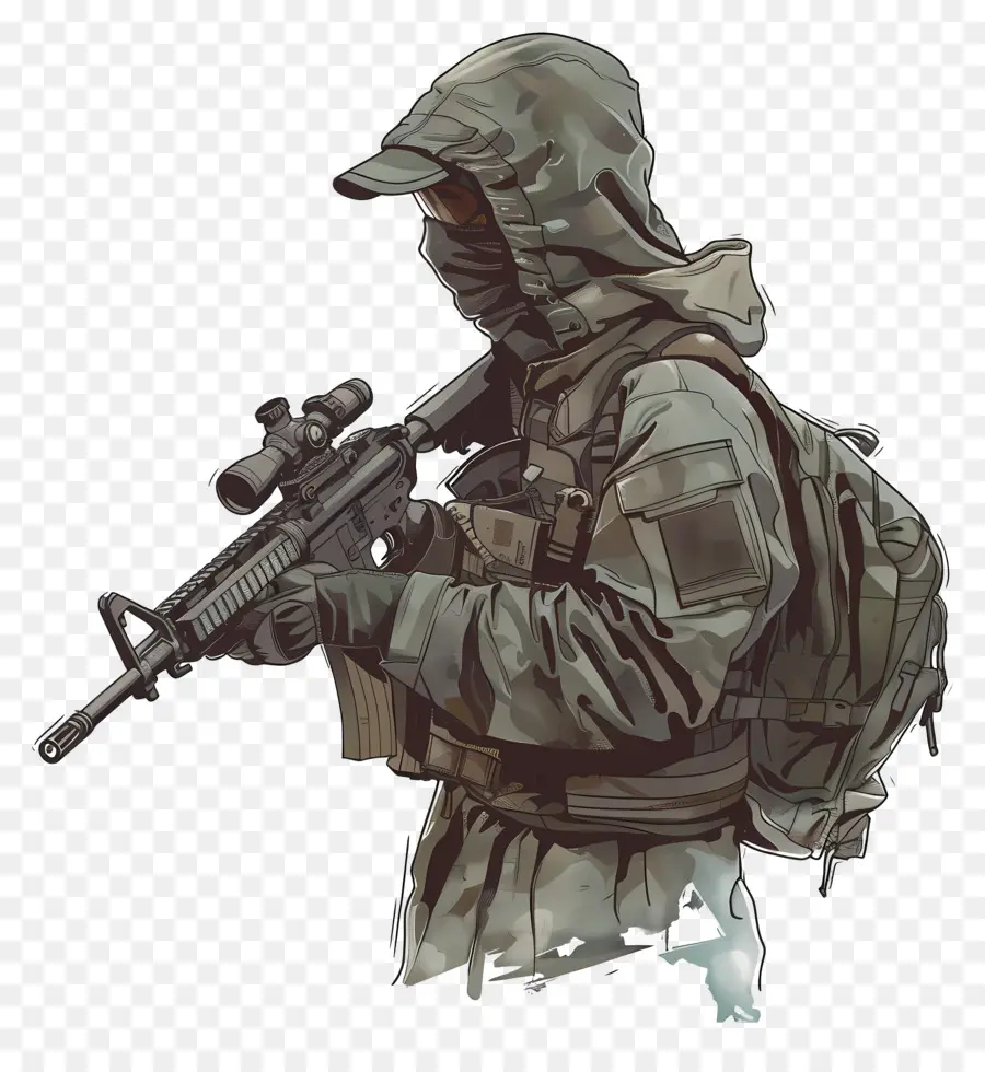 Солдат，камуфляж униформа PNG