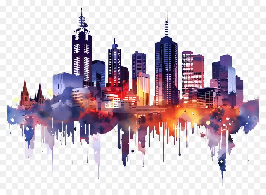 Мельбурнский город Skyline，горизонт PNG