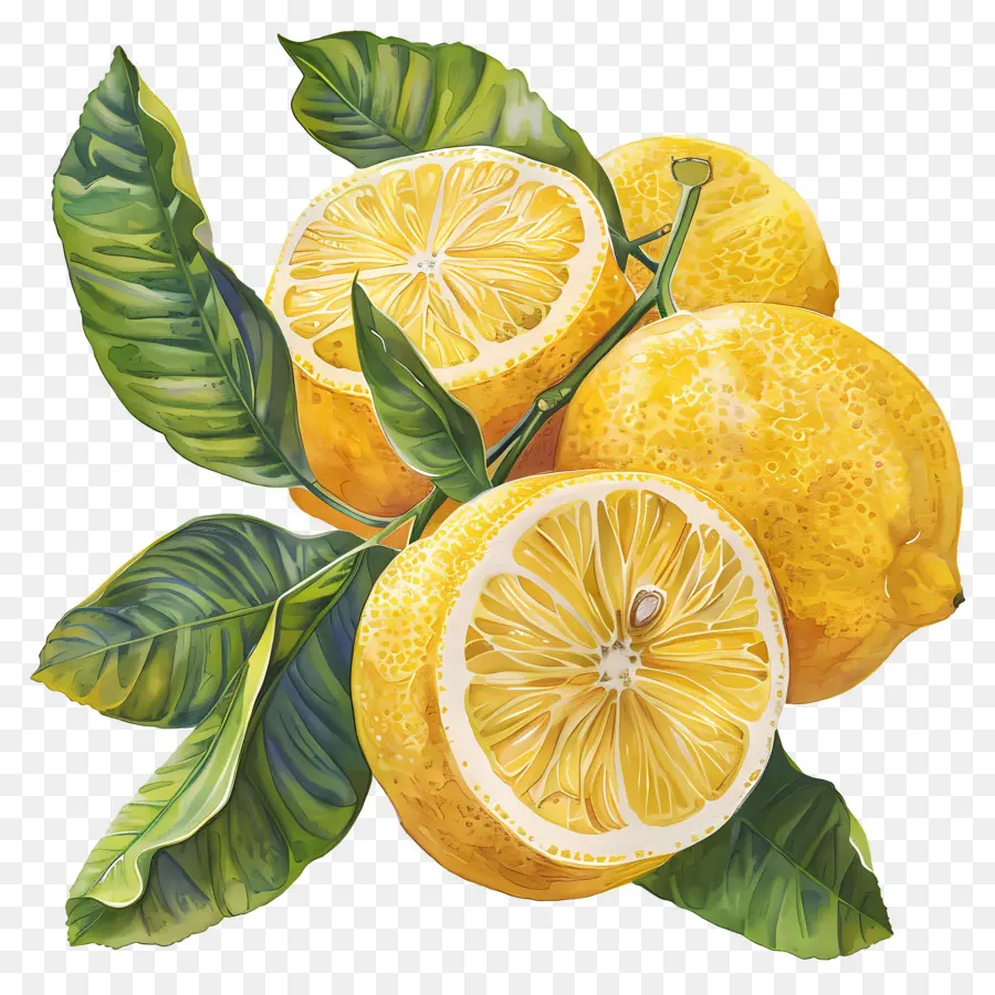 лимоны，Свежий лимонный ветвь PNG