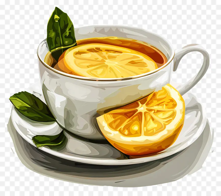 Чай С Лимоном，фарфоровые чашки PNG