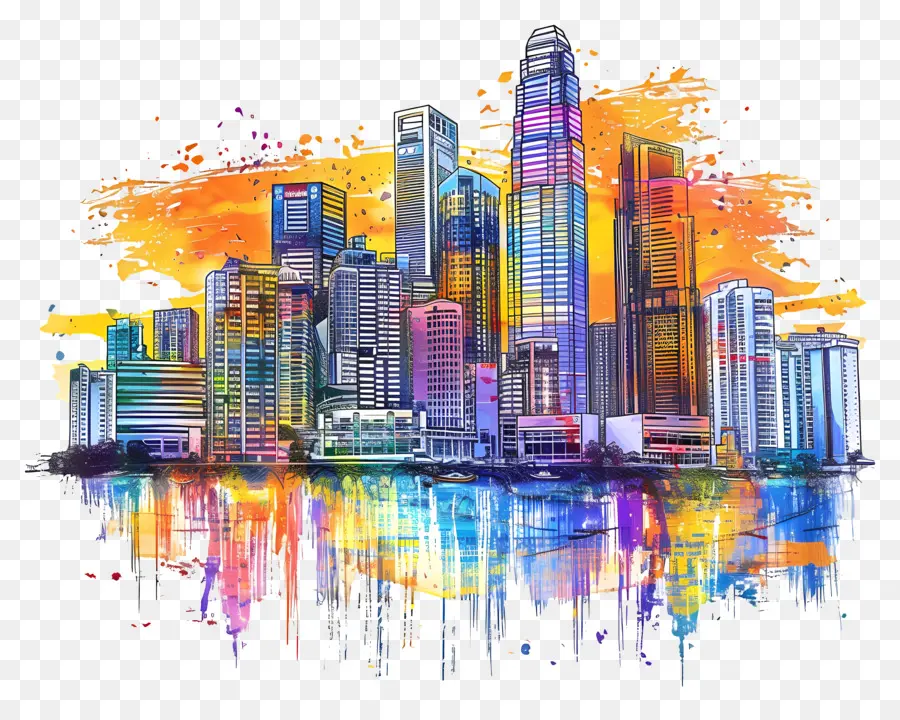 Манила Skyline，красочный горизонт PNG