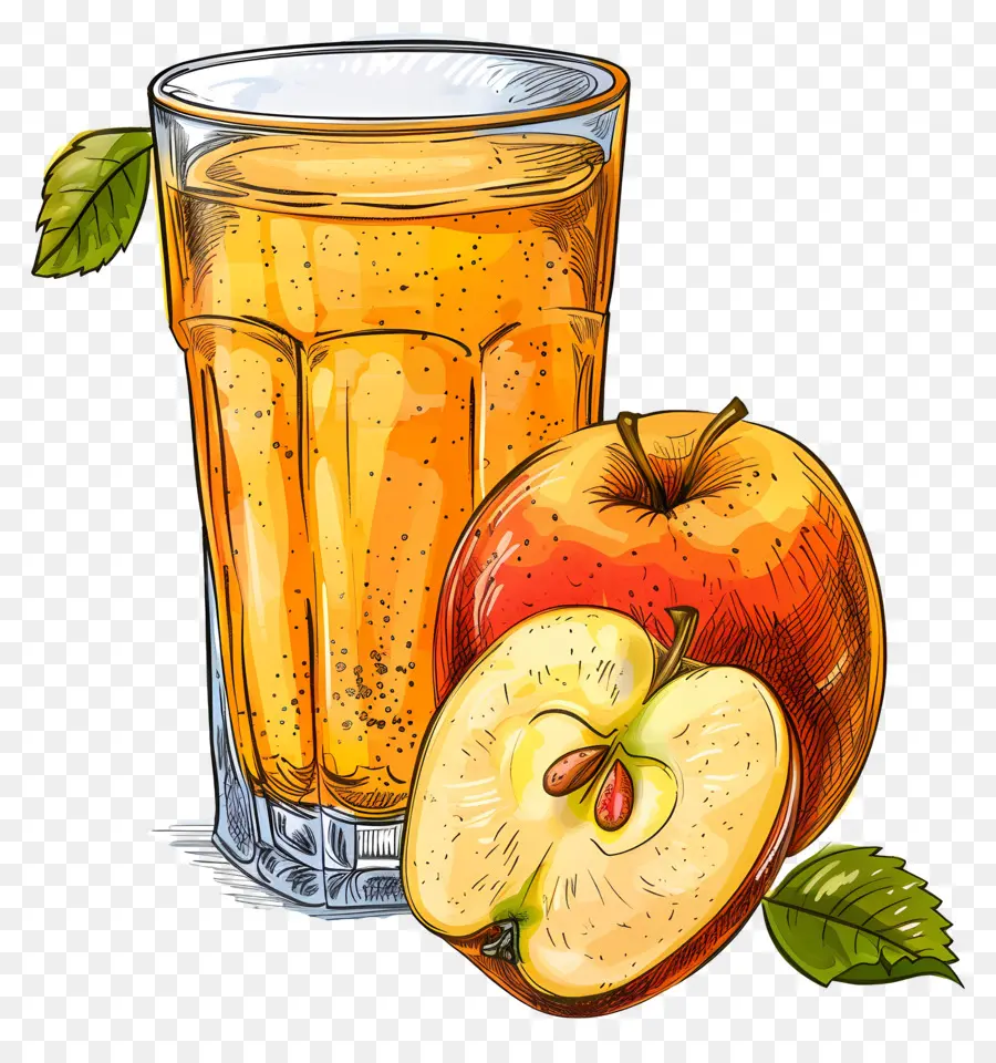 Яблочный сок，кусочки яблока PNG