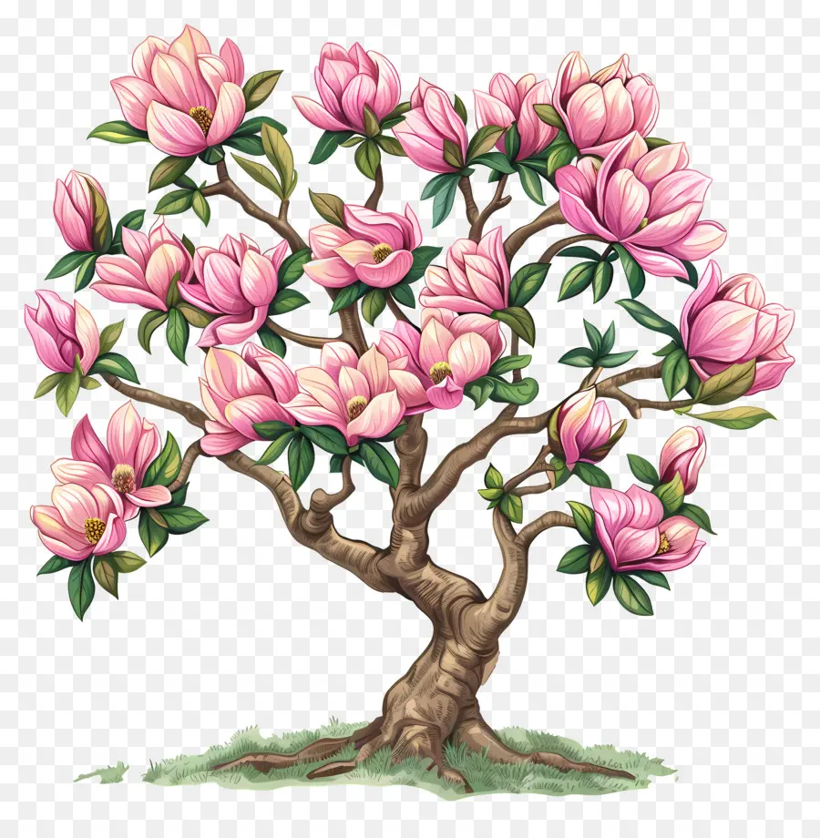 магнолия дерево，розовое дерево PNG