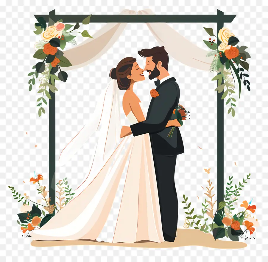 Свадьба на открытом воздухе，мультипликационная свадьба PNG