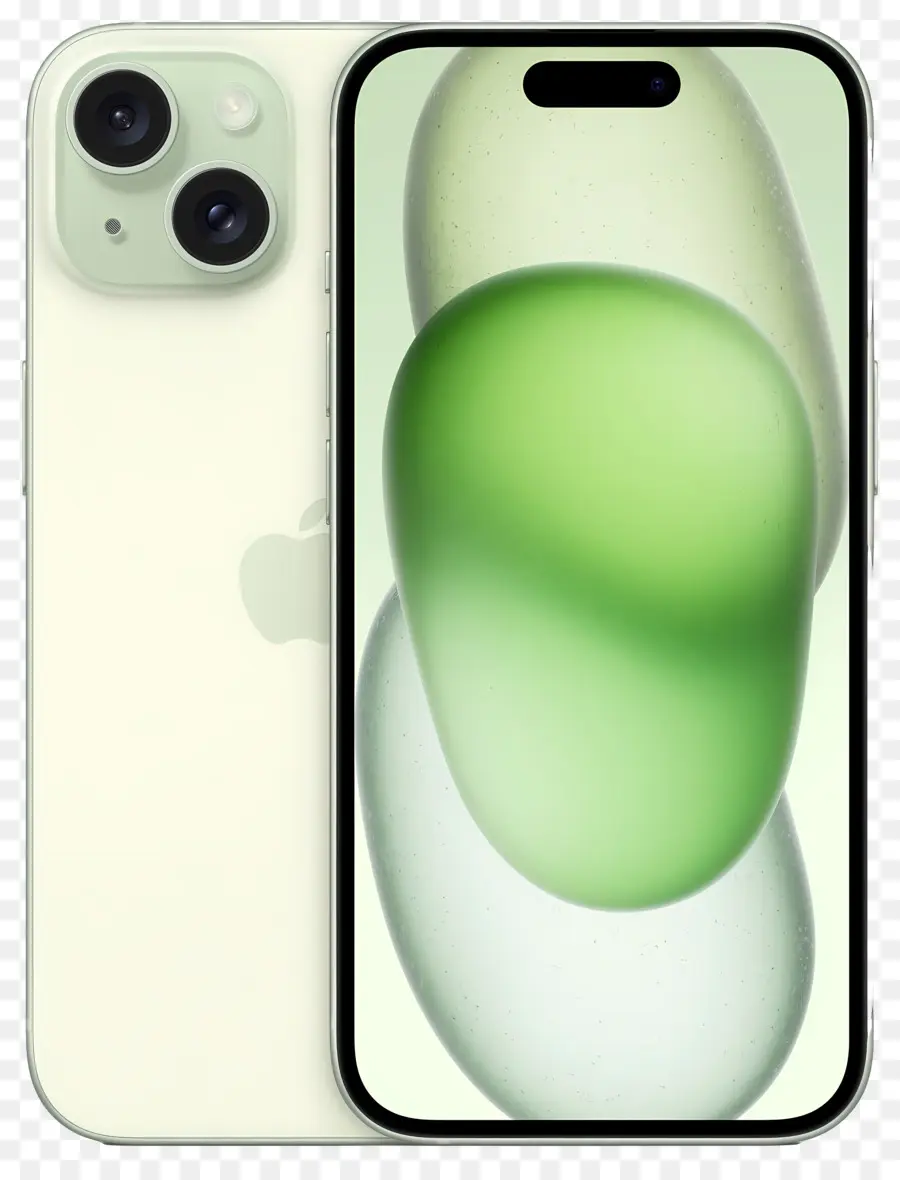 Iphone 15，зеленое яблоко PNG