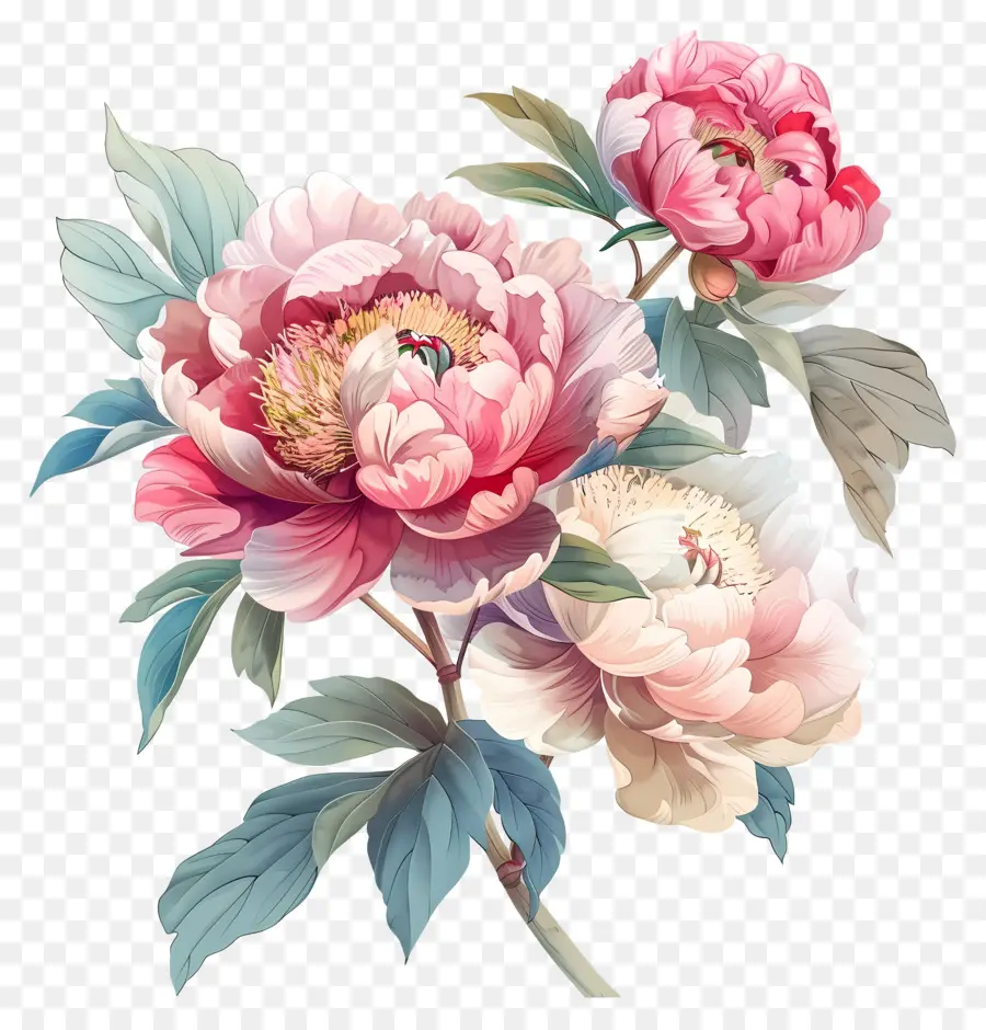 пионы цветы，Розовые пион цветы PNG