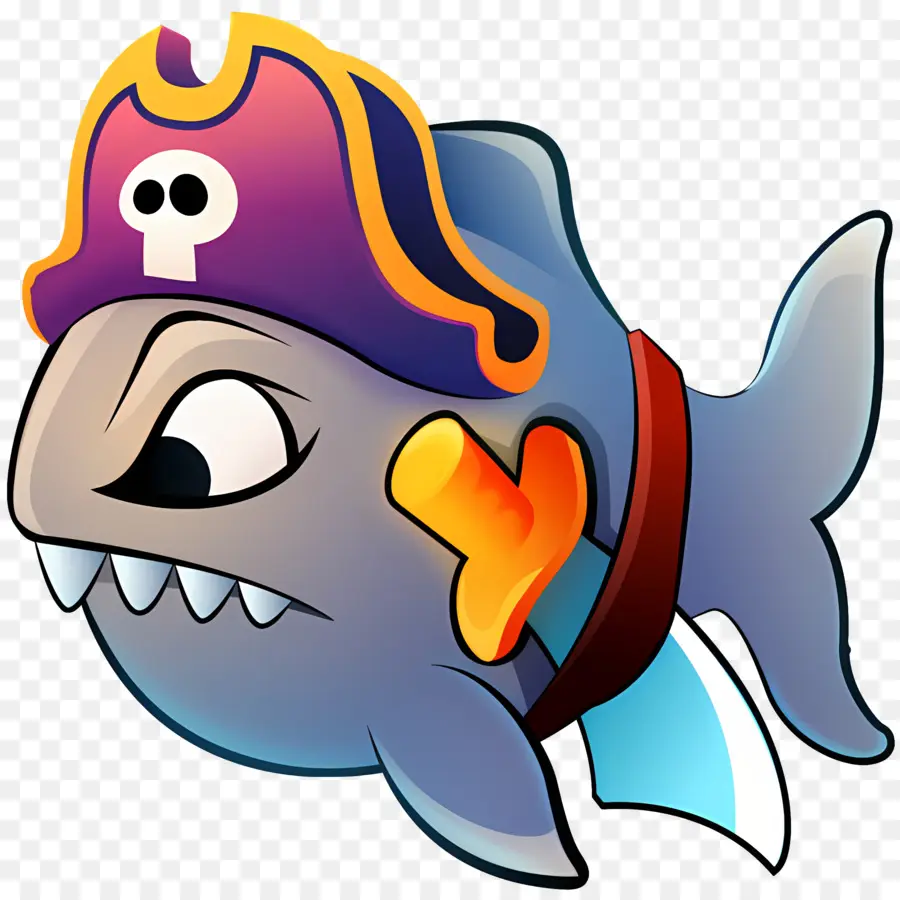 пиратская рыба，мультфильм акула PNG