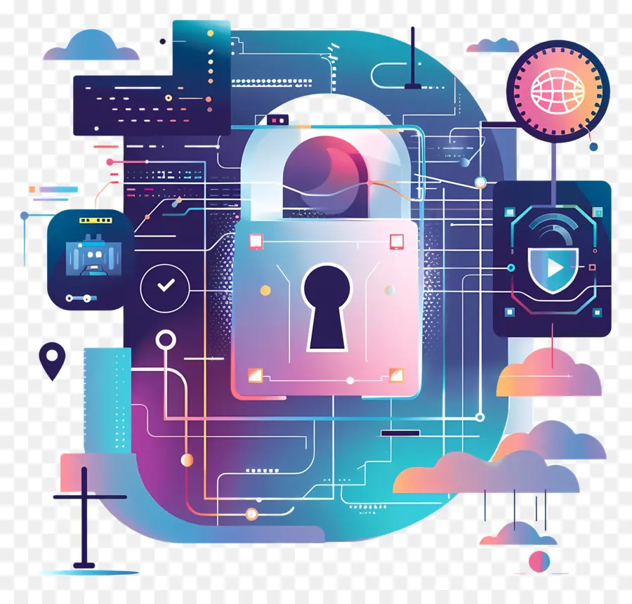 кибербезопасность，цифровой безопасности PNG