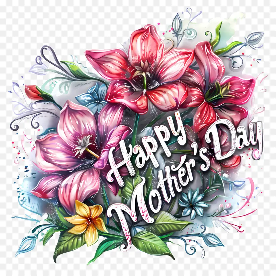 счастливый день матери，цветочный дизайн PNG