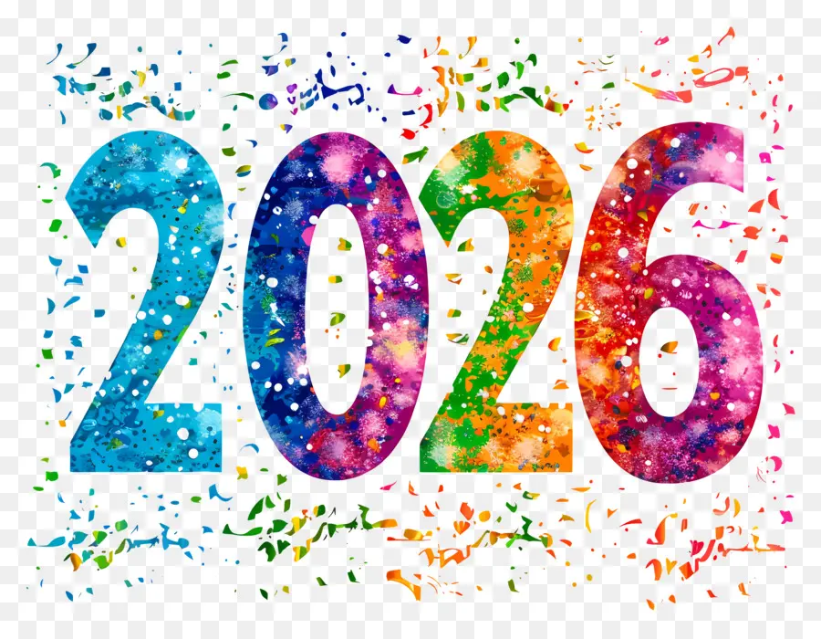 Новый год 2026，красочные PNG