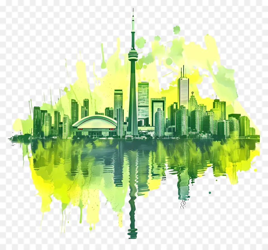 Торонто Сити горизонт，акварельная живопись PNG