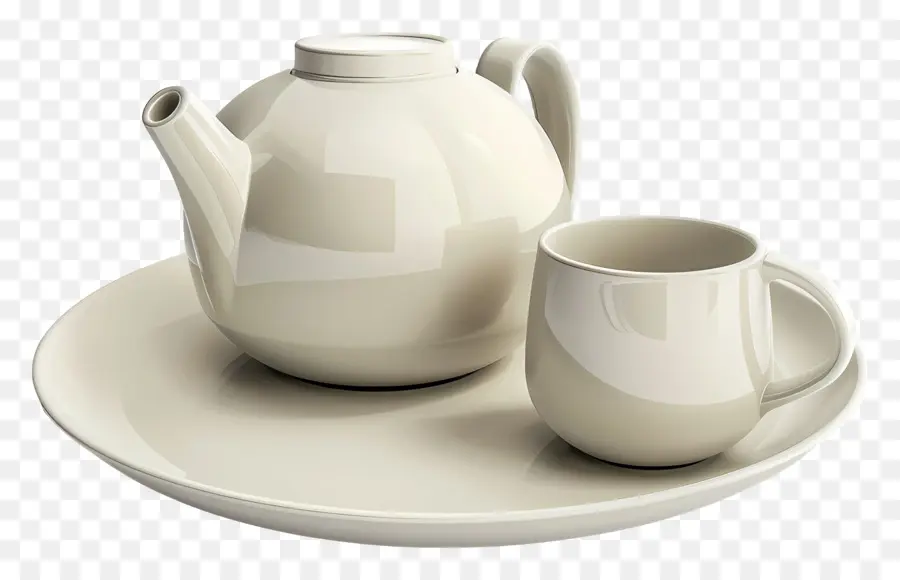 керамический ужин，белый чайничек PNG