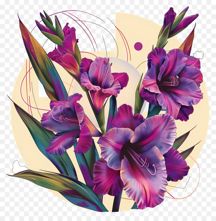 Фиолетовый гладиоли，фиолетовые цветы PNG