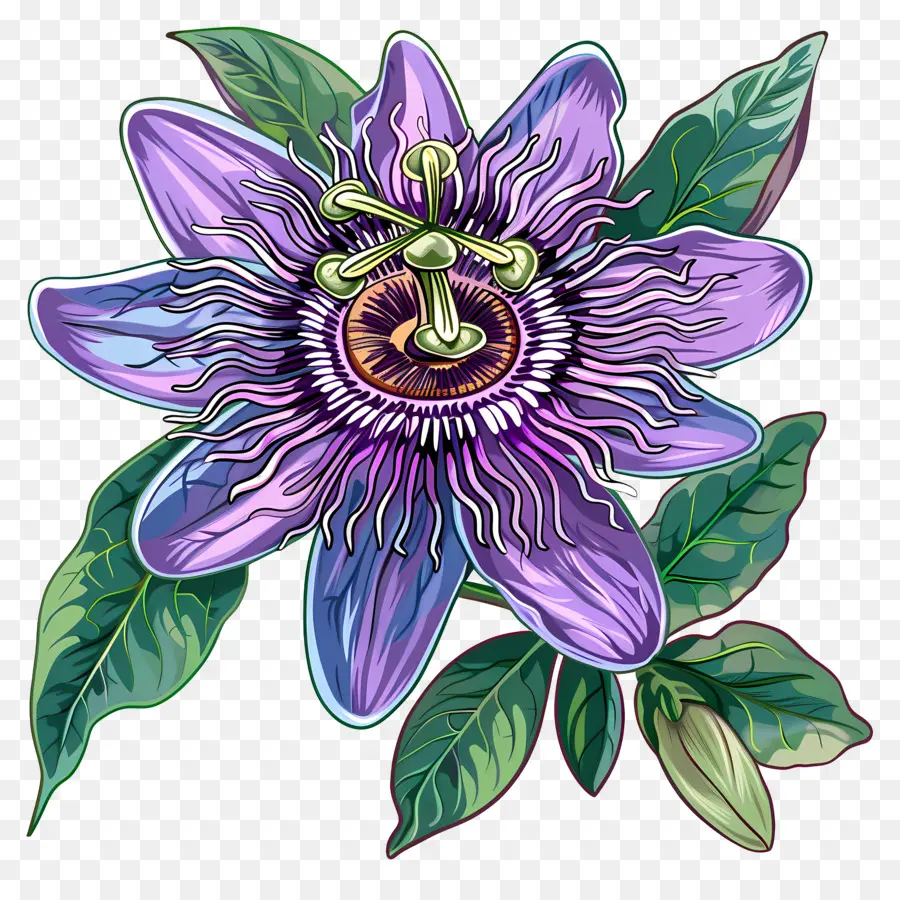 Пассифлора，Фиолетовый цветок страсти PNG