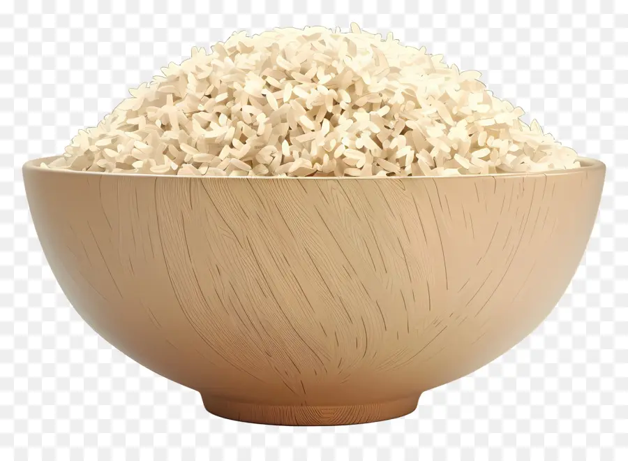 Вареный рис，деревянная чаша PNG